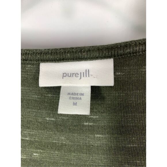 Pure Jill Women's Striped Pullover Long Sleeve Dress Olive Green Size Medium - Picture 5 of 7